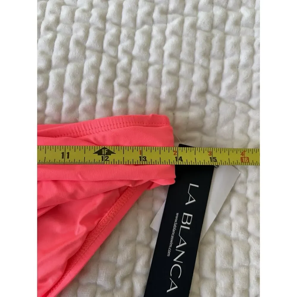 La Blanca Bikini Bottoms Womens 4 Pink Coral Fold Over Hipster Swim NWT